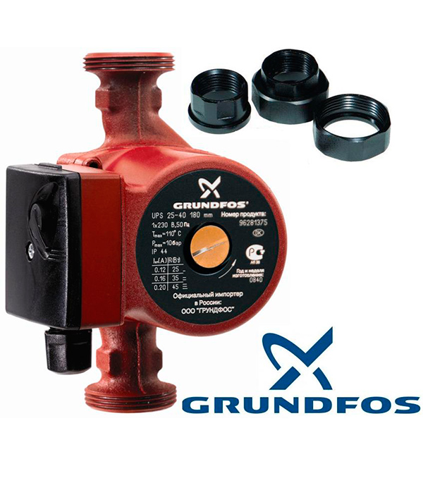 Циркуляционный насос Grundfos UPS 25-40 для систем отопления с гайками