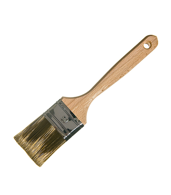 Кисть плоская Лазурный берег 50 мм искусственная щетина Orel деревянная ручка