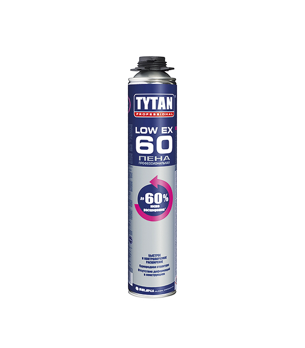 Пена монтажная Tytan O2 Low Expansion 60 профессиональная 750 мл
